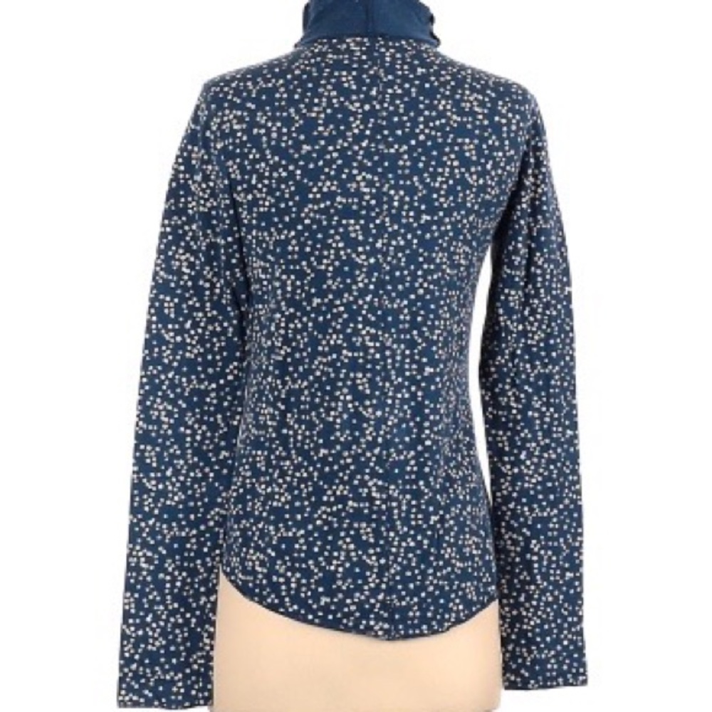 GAP Blue & White Floral Print Lightweight Turtleneck Cotton Shirt Sweater Sz M - Picture 2 of 12